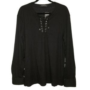 New INCERUN black lace up henley shirt XL